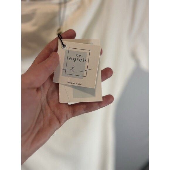 By Egreis Off-white Knit Dress with An Asymmetrical Hem- x Small NWT - Picture 2 of 13